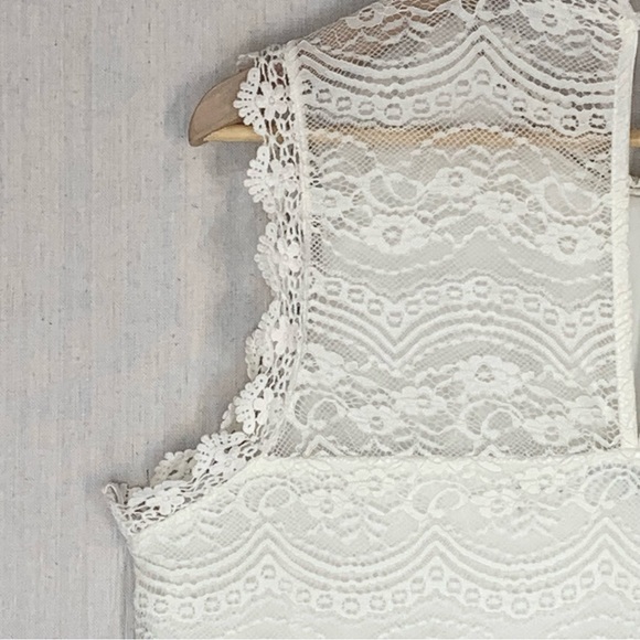 City Triangles~NWT~Sleeveless High Neck Ivory Lace‎ Mini Shift Dress~Sz 2XL - Picture 8 of 14